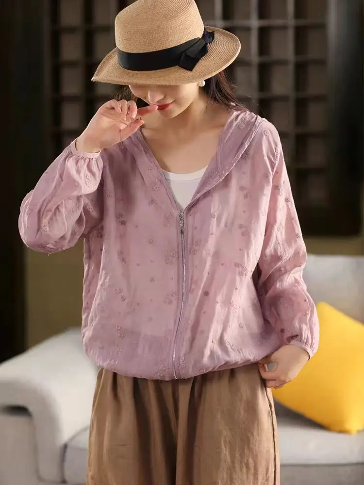 Loose Fit ort Embroidered Flax Outerwear Coat for Women Summer Thin New Sle Casual Hooded Open Cardigan Sun Protection
Loose Fit ort Embroidered Flax Outerwear Coat for Women Summer Thin New Sle Casual Hooded Open Cardigan Sun Protection