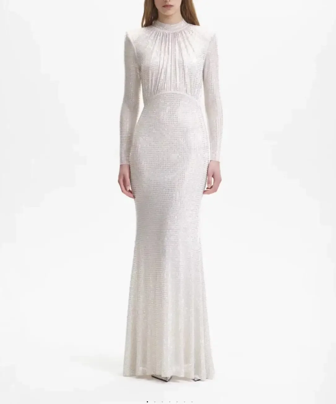 Women white Diamond Fish Tail Dress high waist long sleeve temperament lady maxi party dress
Women white Diamond Fish Tail Dress high waist long sleeve temperament lady maxi party dress