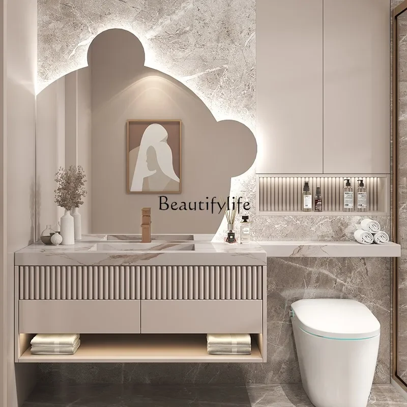 pg46Light luxury smart oak bathroom cabinet cream wind combination rock slab integrated
pg46Light luxury smart oak bathroom cabinet cream wind combination rock slab integrated