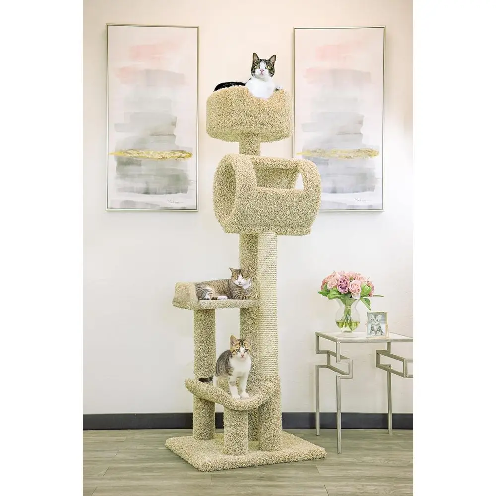 Solid Wood Cat Tower, Beige, 140003
Solid Wood Cat Tower, Beige, 140003