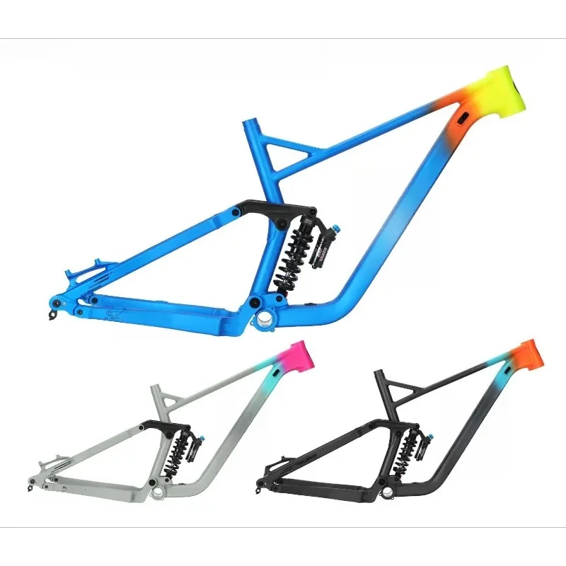 Four-bar suspension soft tail frame 27.5/29 inch universal BOOST barrel shaft 148 * 12mm gradual change color
Four-bar suspension soft tail frame 27.5/29 inch universal BOOST barrel shaft 148 * 12mm gradual change color