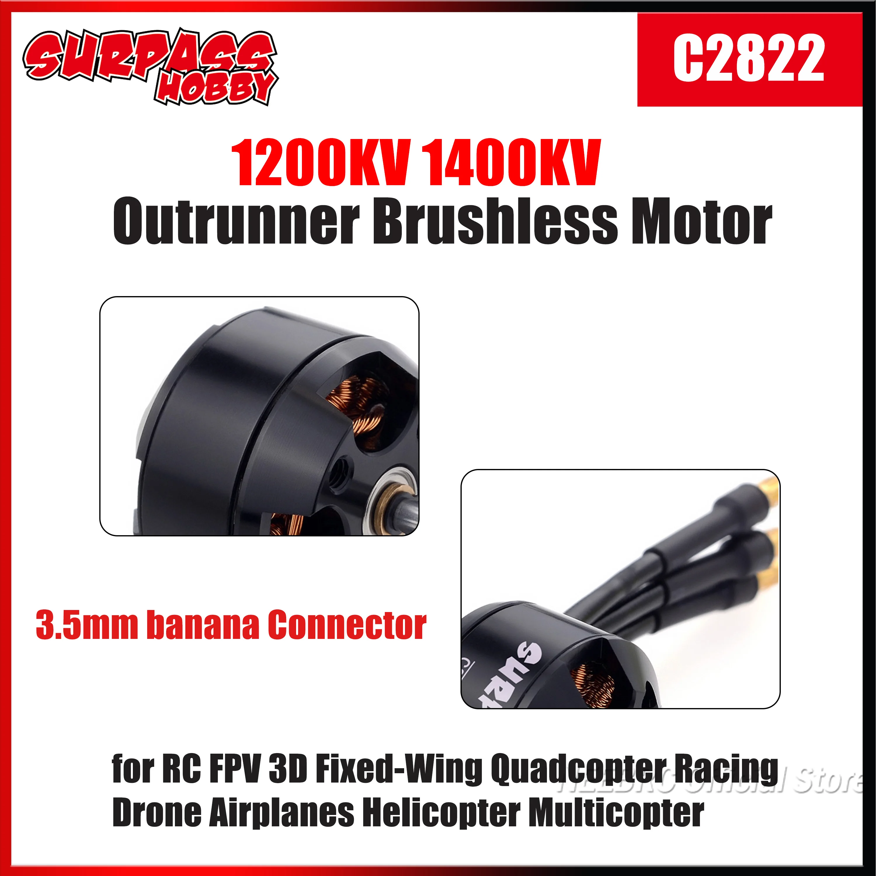 SURPASS HOBBY 2822 Brushless Outrunner Motor 1200/1400KV for RC 3D Airplane Helicopter Fixed-wing Aircraft Plane Drone Toy Parts
SURPASS HOBBY 2822 Brushless Outrunner Motor 1200/1400KV for RC 3D Airplane Helicopter Fixed-wing Aircraft Plane Drone Toy Parts