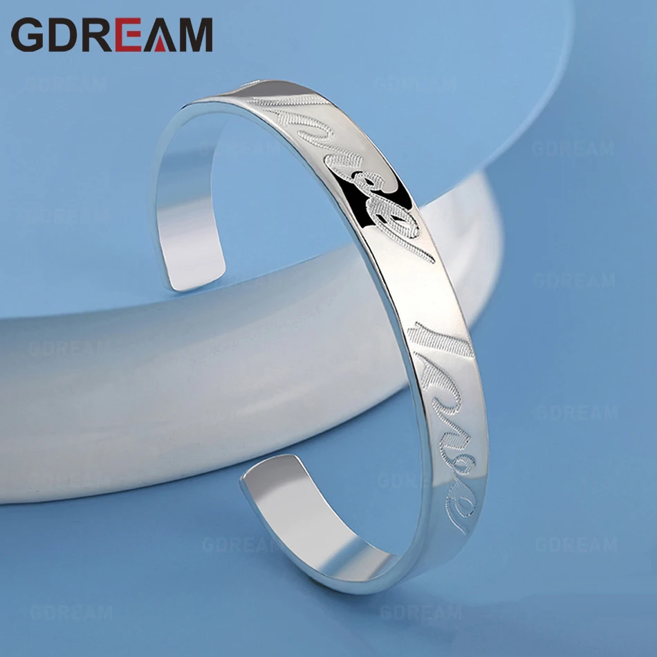 GDREAM 925 Sterling Silver Bangle With Engraved Letters - Simple And Elegant Everyday Jewelry For Women
GDREAM 925 Sterling Silver Bangle With Engraved Letters - Simple And Elegant Everyday Jewelry For Women