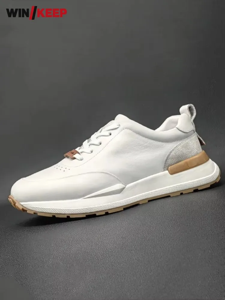 Mens Genuine Leather Sport Shoes Spring Breathable Thick Bottom Round Toe Outdoor Jogging Sneakers Men Lace Up Running Trainers
Mens Genuine Leather Sport Shoes Spring Breathable Thick Bottom Round Toe Outdoor Jogging Sneakers Men Lace Up Running Trainers