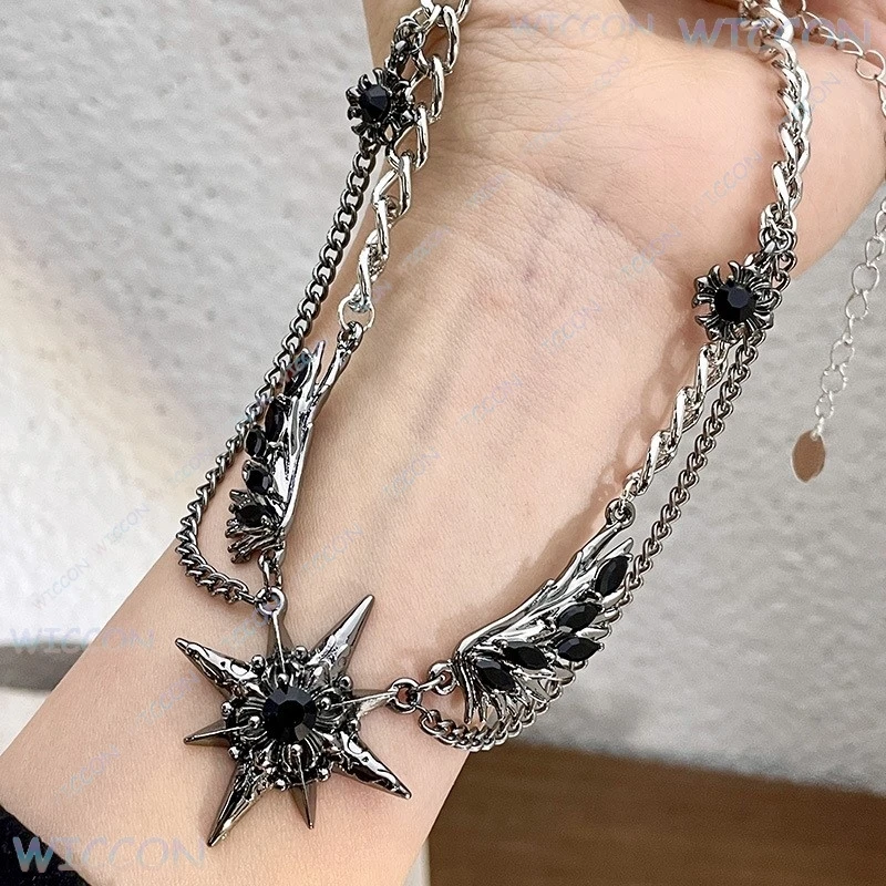 Y2K Black jirai kei Wing Necklace Punk Goth Anime Cosplay Pendant Dark Double Penetration
Y2K Black jirai kei Wing Necklace Punk Goth Anime Cosplay Pendant Dark Double Penetration