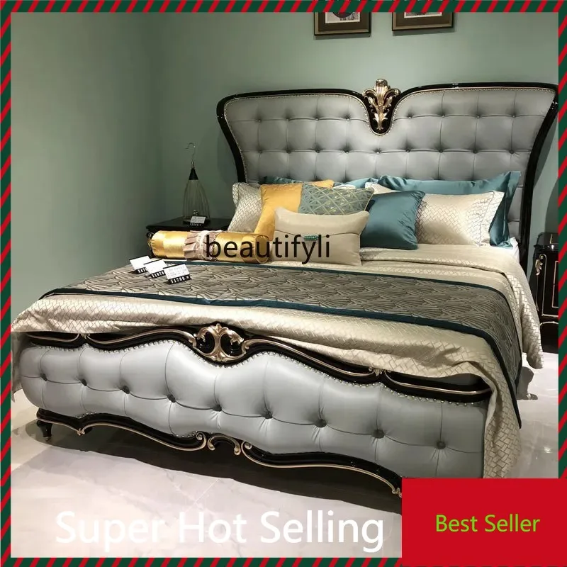 K132 European-Style Leather Bed Bedroom Wood Carved New Classical Luxury 1.8 M Princess Bed Simple European Furniture
K132 European-Style Leather Bed Bedroom Wood Carved New Classical Luxury 1.8 M Princess Bed Simple European Furniture
