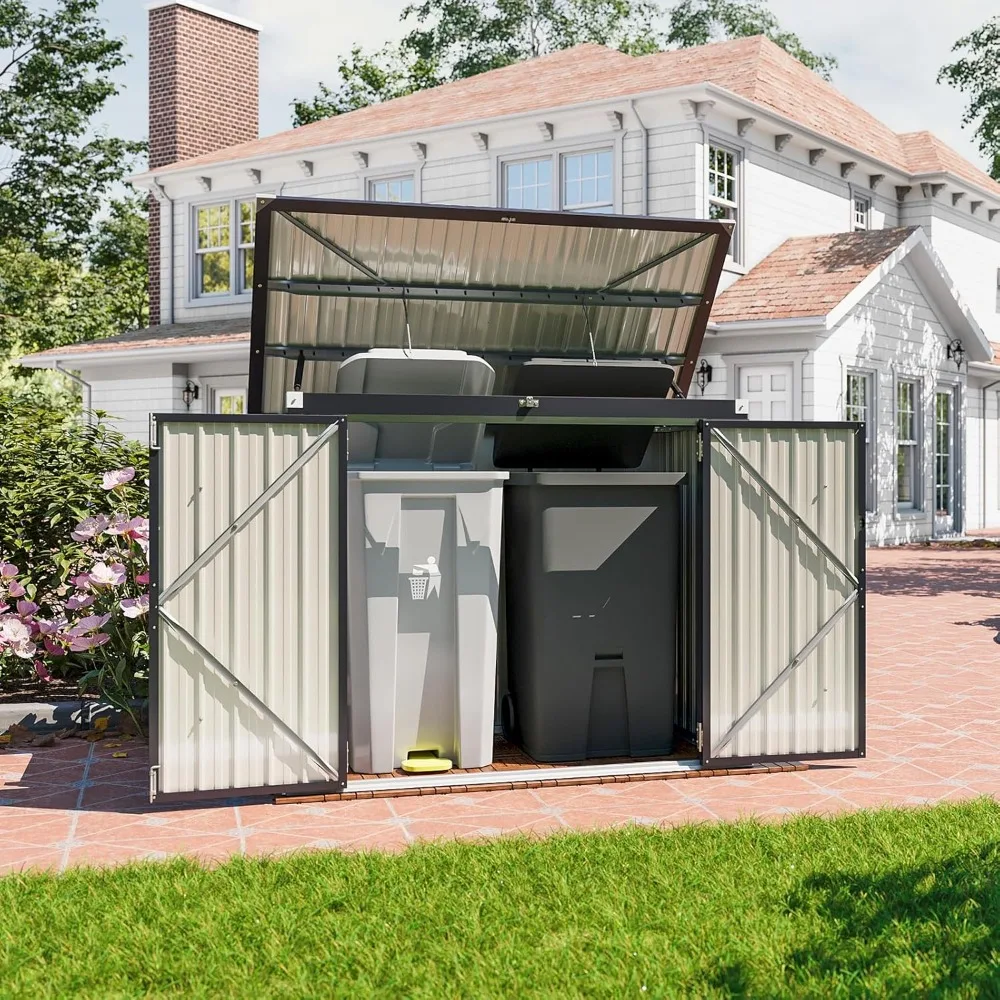 Outdoor Storage Shed 5 x 3 FT,Horizontal Metal Shed with Lockable Doors, Waterproof Storage Cabinet with Lid Chain for Trash Can
Outdoor Storage Shed 5 x 3 FT,Horizontal Metal Shed with Lockable Doors, Waterproof Storage Cabinet with Lid Chain for Trash Can