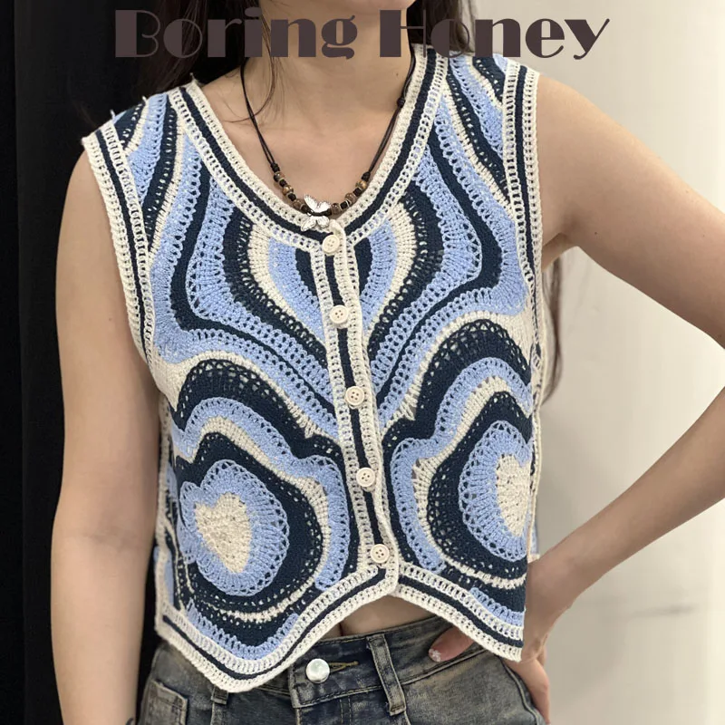 Boring Honey Summer Round Collar Sleeveless Vests For Women Irregular Figure Single-Breasted Sweater Women Retro Short Tops Wome
Boring Honey Summer Round Collar Sleeveless Vests For Women Irregular Figure Single-Breasted Sweater Women Retro Short Tops Wome