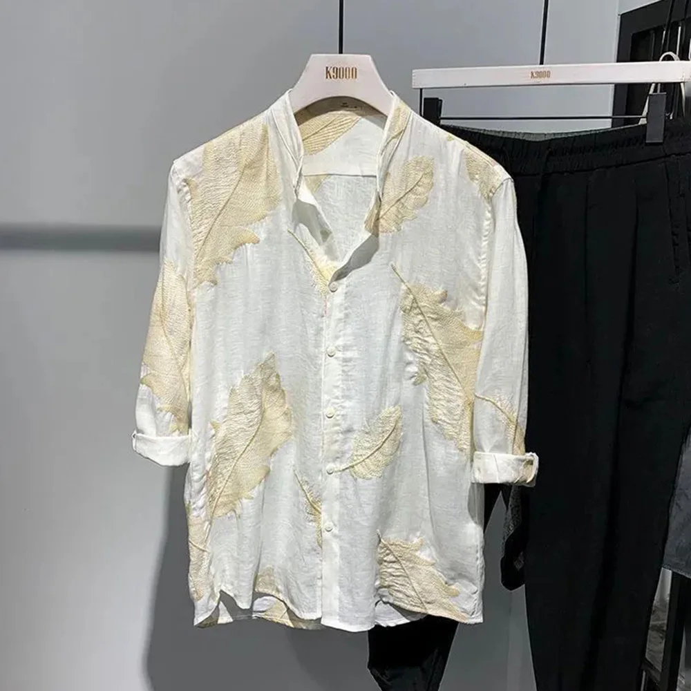 Mens Shirt Leaf Print Pattern Long Sleeved Shirt Summer Casual Sports Breathable Quick Drying Absorbing Top Men's Clothing 2024
Mens Shirt Leaf Print Pattern Long Sleeved Shirt Summer Casual Sports Breathable Quick Drying Absorbing Top Men's Clothing 2024