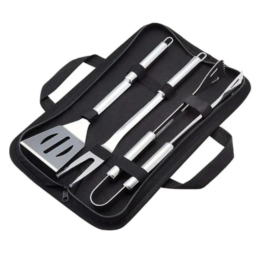 4-Piece Stainless Steel BBQ Grilling Tool Set with Carry Bag, Rust-Resistant, Dishwasher Safe
4-Piece Stainless Steel BBQ Grilling Tool Set with Carry Bag, Rust-Resistant, Dishwasher Safe