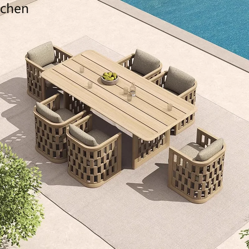 HYS Teak Rattan Table and Chair Set for Villa Courtyard Garden Terrace Leisure Long Table Outdoor Sunroom Furniture
HYS Teak Rattan Table and Chair Set for Villa Courtyard Garden Terrace Leisure Long Table Outdoor Sunroom Furniture