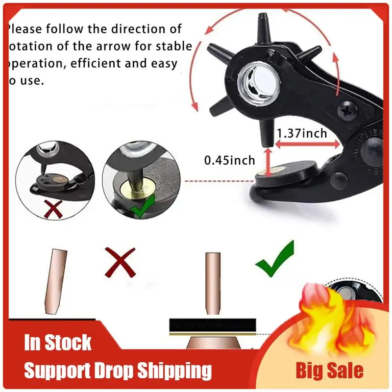 A70U New Leather Hole Punch Set, Super Heavy Duty Rotary Puncher, Precision Multi Hole Sizes For Belts, Crafts Holes
A70U New Leather Hole Punch Set, Super Heavy Duty Rotary Puncher, Precision Multi Hole Sizes For Belts, Crafts Holes