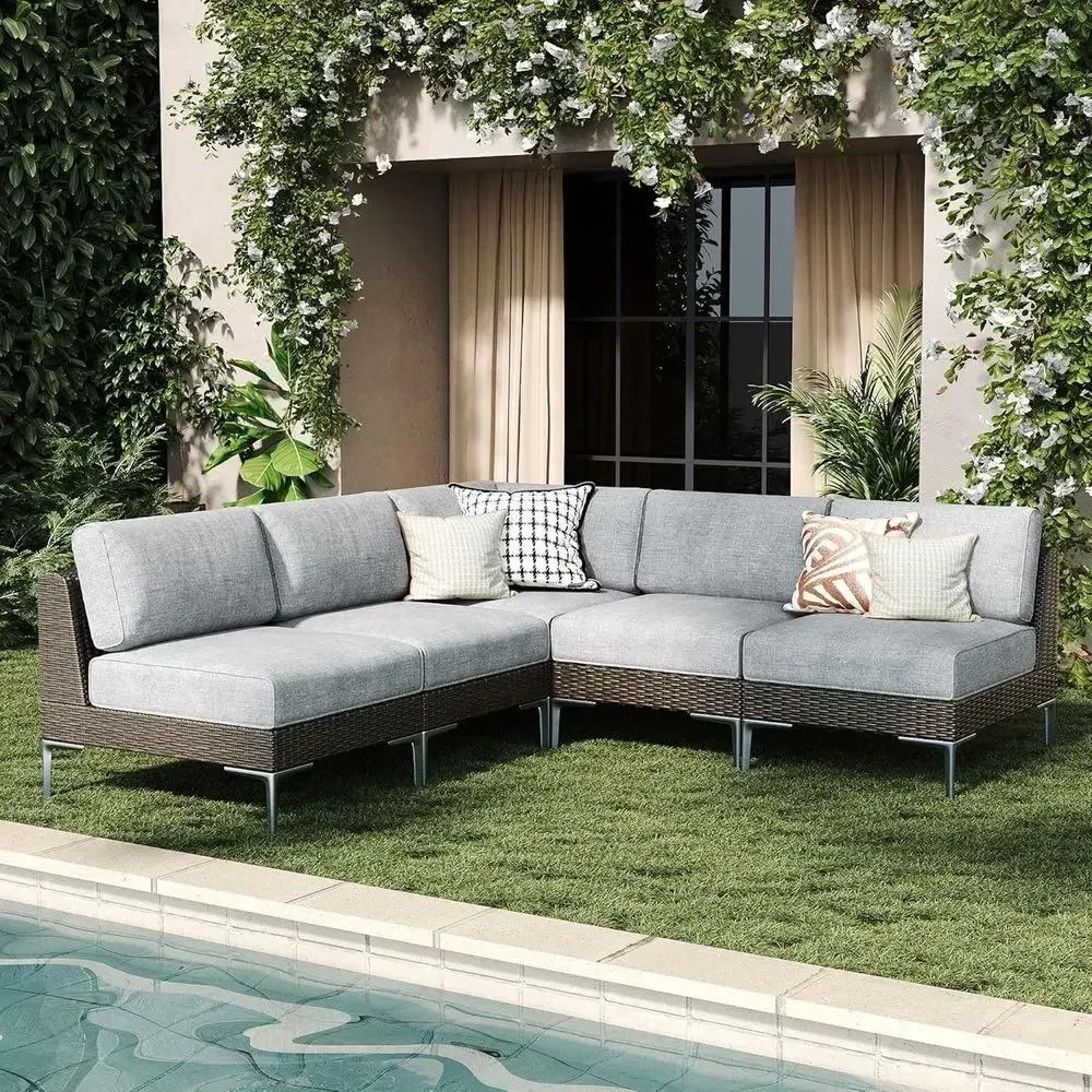 5-Piece Wicker Rattan Patio urniture Set, Deep Seating Outdoor ular Sectional Soa Contion Set with Thick Cushions or Lawn, Garde
5-Piece Wicker Rattan Patio urniture Set, Deep Seating Outdoor ular Sectional Soa Contion Set with Thick Cushions or Lawn, Garde