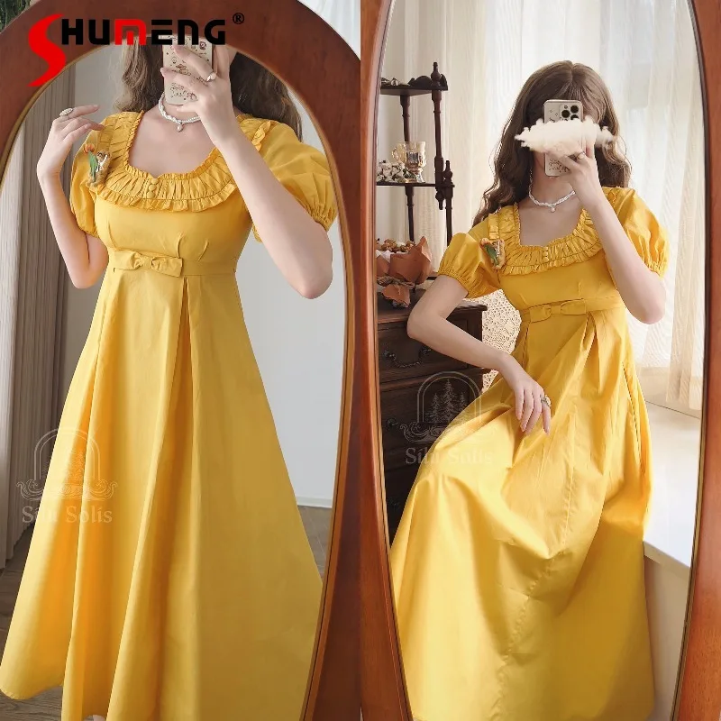 Pure Cotton French Retro Dresses With Chest Pad High Waist Short Sleeve Pastoral Style Elegant Lady Midi Dress Holiday Wear Girl
Pure Cotton French Retro Dresses With Chest Pad High Waist Short Sleeve Pastoral Style Elegant Lady Midi Dress Holiday Wear Girl