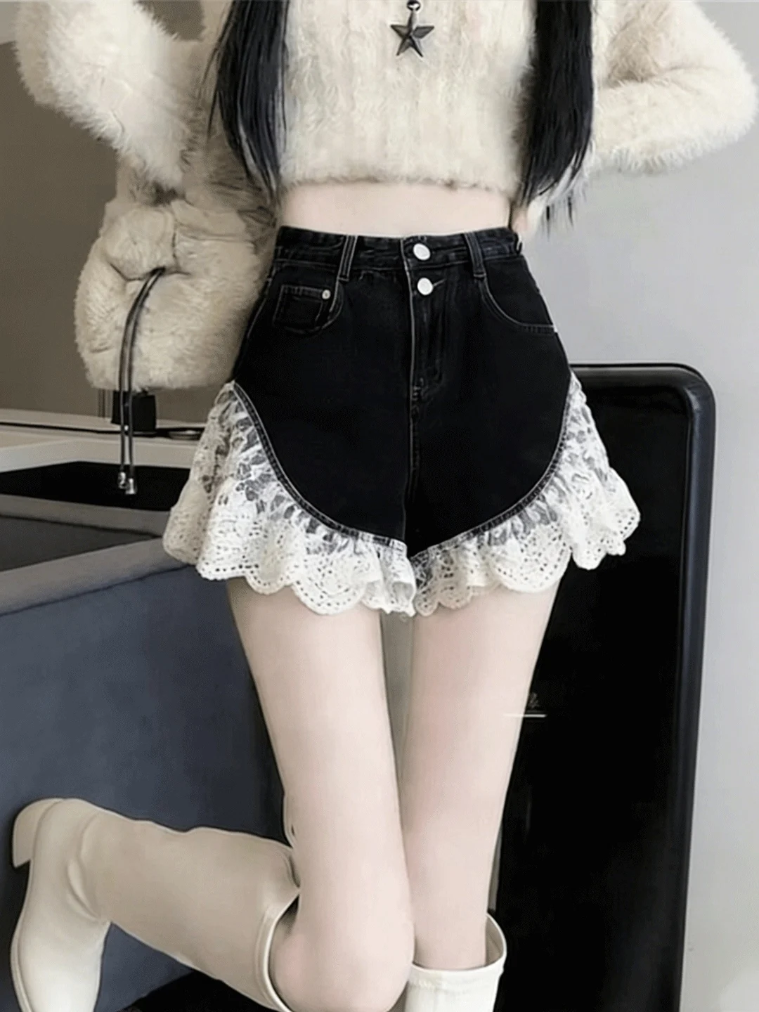 Black Denim Short Pants Women's Small Size Summer New Korean Style High Waist Wide Leg Pants Sexy Girls Super Good Looking Pants
Black Denim Short Pants Women's Small Size Summer New Korean Style High Waist Wide Leg Pants Sexy Girls Super Good Looking Pants