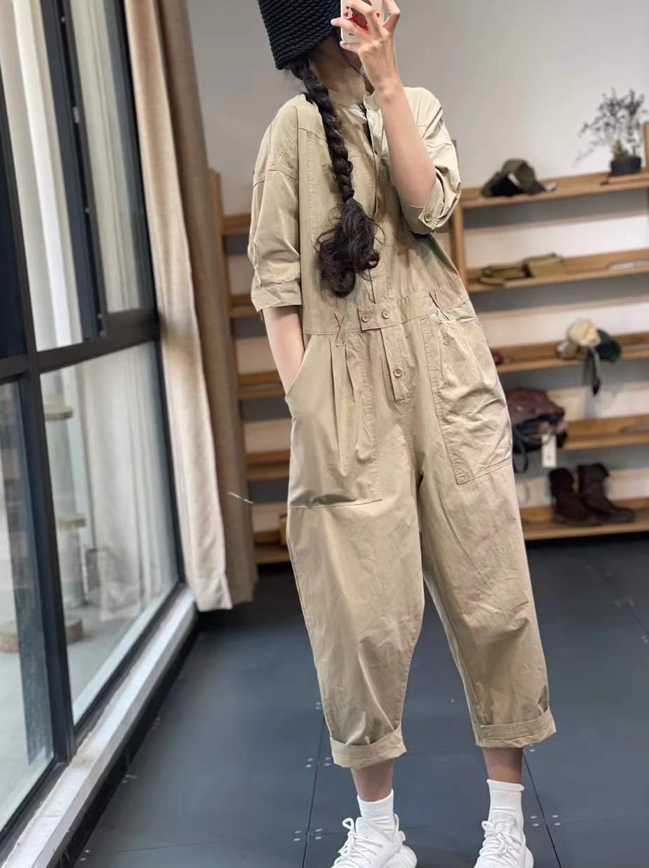 Casual Loose Women's Overall Pants Set High Waist Cotton Spring Summer Fashion Korean Style Workwear Slimming Waist Design
Casual Loose Women's Overall Pants Set High Waist Cotton Spring Summer Fashion Korean Style Workwear Slimming Waist Design