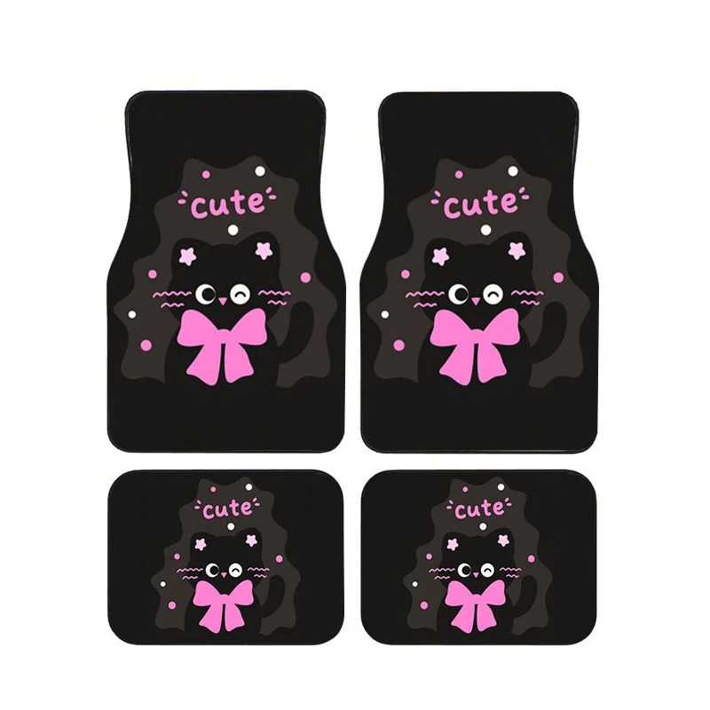 Black Cat With Pink Bow Car Floor Mats 4pcs Set Anti-slip Waterproof Auto Foot Carpets Cartoon Print For Women Car Accessories
Black Cat With Pink Bow Car Floor Mats 4pcs Set Anti-slip Waterproof Auto Foot Carpets Cartoon Print For Women Car Accessories