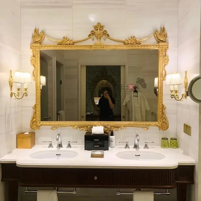 European retro makeup mirror special-shaped carved wall-mounted bathroom mirror living room dressing mirror
European retro makeup mirror special-shaped carved wall-mounted bathroom mirror living room dressing mirror