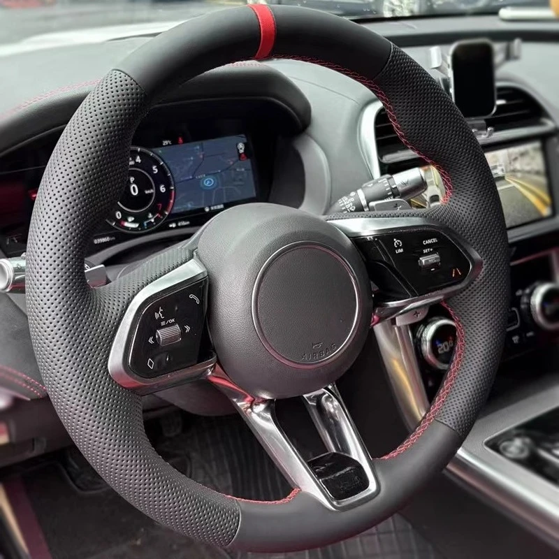 For Jaguar XEL XFL F-TYPE E-PACE Specialized Steering Wheel Cover - Hand-Stitched Genuine Leather
For Jaguar XEL XFL F-TYPE E-PACE Specialized Steering Wheel Cover - Hand-Stitched Genuine Leather
