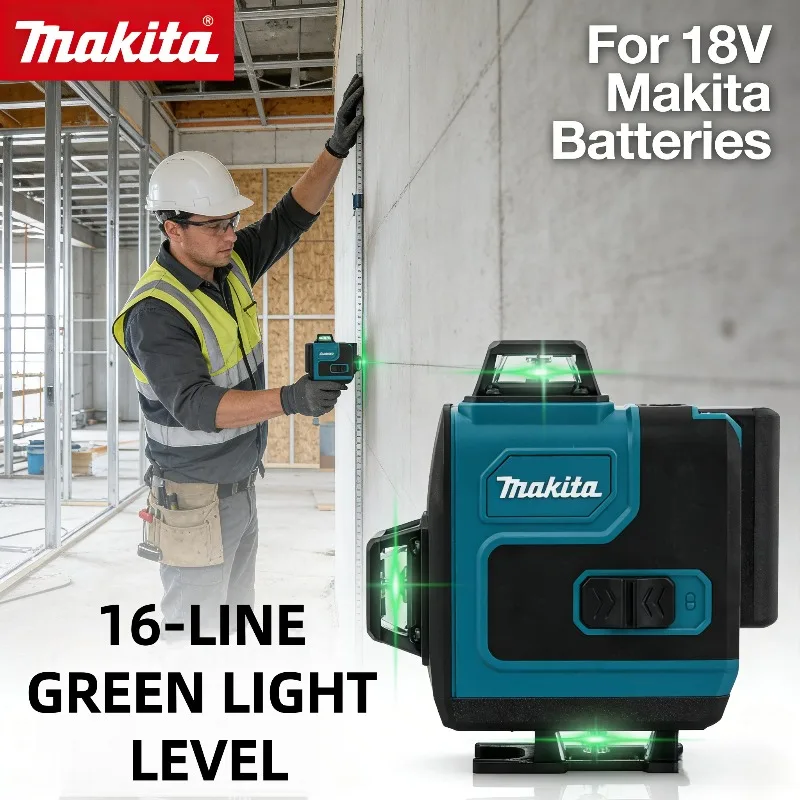 Makita 16-Line Cross Level 360 Horizontal Vertical High-Precision Green Light Laser High-Precision Wall-Mounted Portable Tool
Makita 16-Line Cross Level 360 Horizontal Vertical High-Precision Green Light Laser High-Precision Wall-Mounted Portable Tool