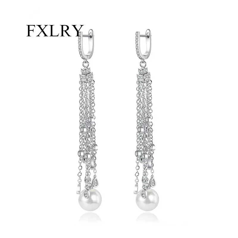 FXLRY Luxurious White Color Trendy Tiny CZ Crystal Imitation Pearl Long Tassel Earrings For Women Bridal Wedding Jewelry
FXLRY Luxurious White Color Trendy Tiny CZ Crystal Imitation Pearl Long Tassel Earrings For Women Bridal Wedding Jewelry