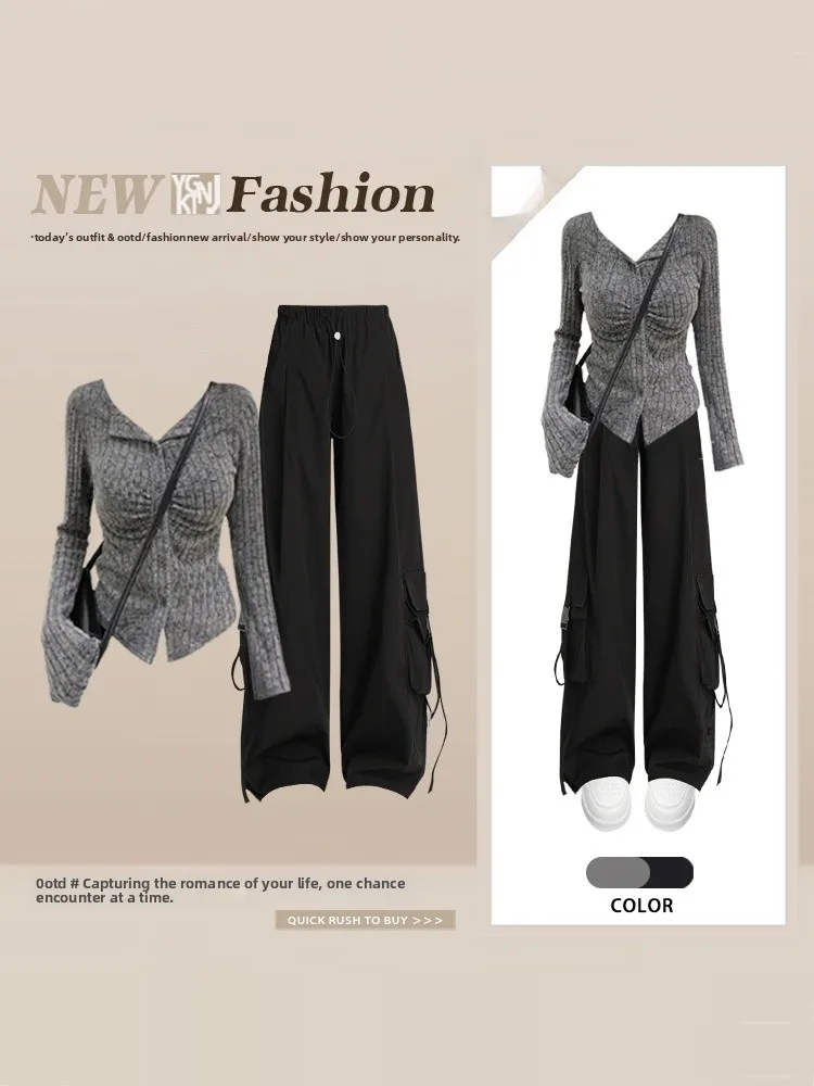 Spring New Style Women's Slim Fit Short Sleeve Knitted Sweater Loose Casual Pants Two Piece Set High Waist Straight Leg Trousers
Spring New Style Women's Slim Fit Short Sleeve Knitted Sweater Loose Casual Pants Two Piece Set High Waist Straight Leg Trousers
