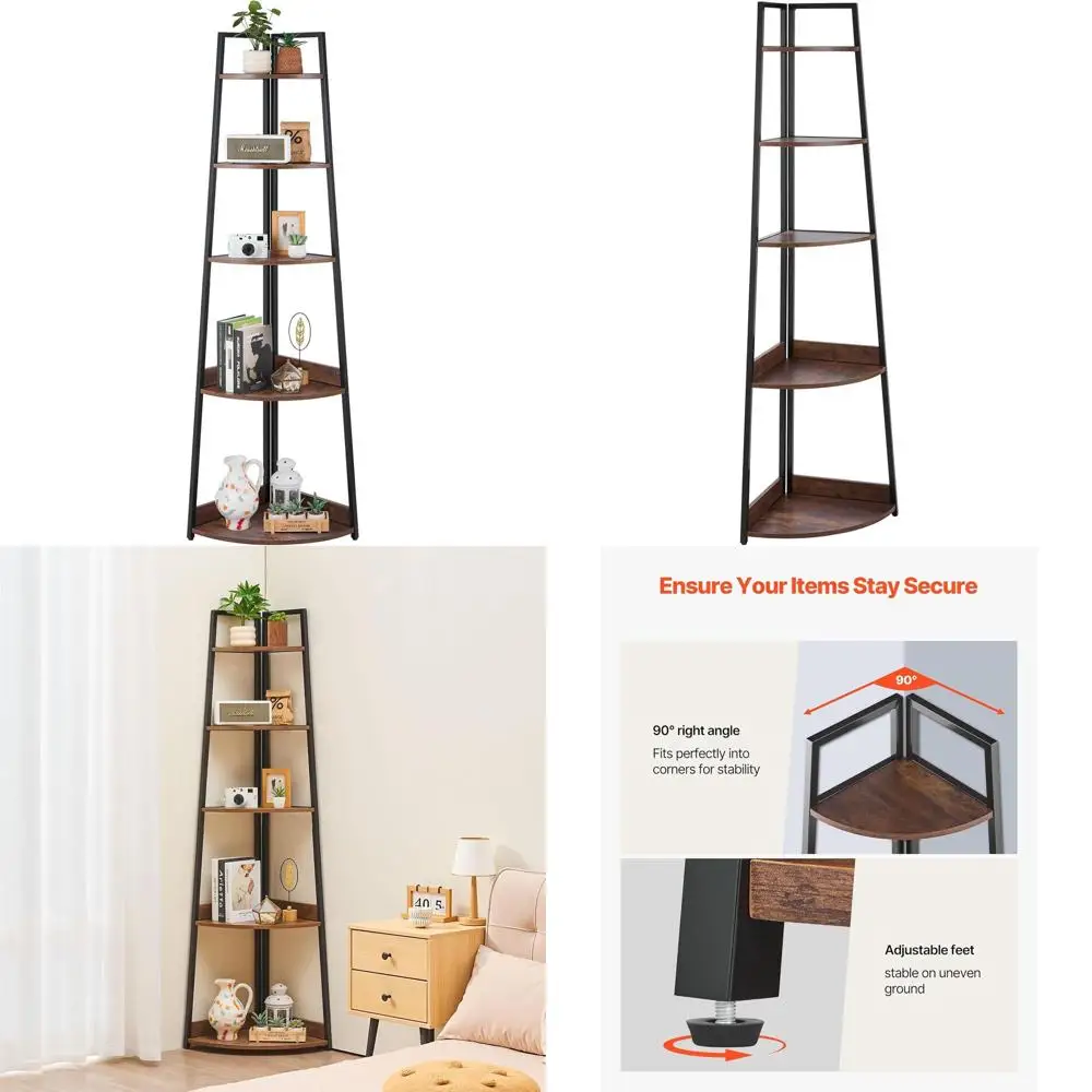 Металлическая угловая книжная полка с деревянными полками - высокая, 5-ярусная, для дома и офиса
Металлическая угловая книжная полка с деревянными полками - высокая, 5-ярусная, для дома и офиса