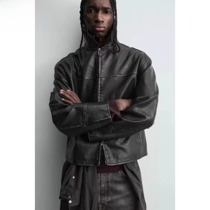 New 2026 Spring Men's Loose Fit Washed Faux Leather Zipper Jacket Outerwear Long Sleeve Pure Color PU Material Long Coat
New 2026 Spring Men's Loose Fit Washed Faux Leather Zipper Jacket Outerwear Long Sleeve Pure Color PU Material Long Coat