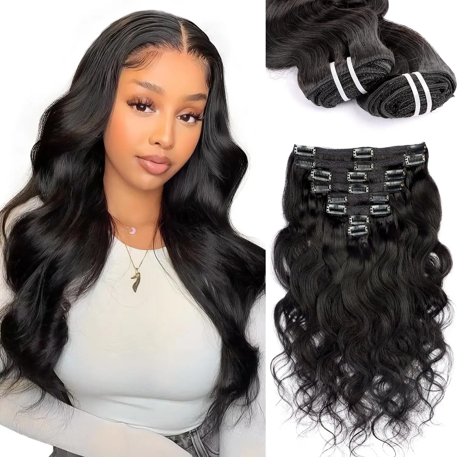 Body Wave Clip In Human Hair Extensions 120g/8pcs Natural Color Full Head Clip In Hair Extensions 100% Unprocessed Human Hair
Body Wave Clip In Human Hair Extensions 120g/8pcs Natural Color Full Head Clip In Hair Extensions 100% Unprocessed Human Hair