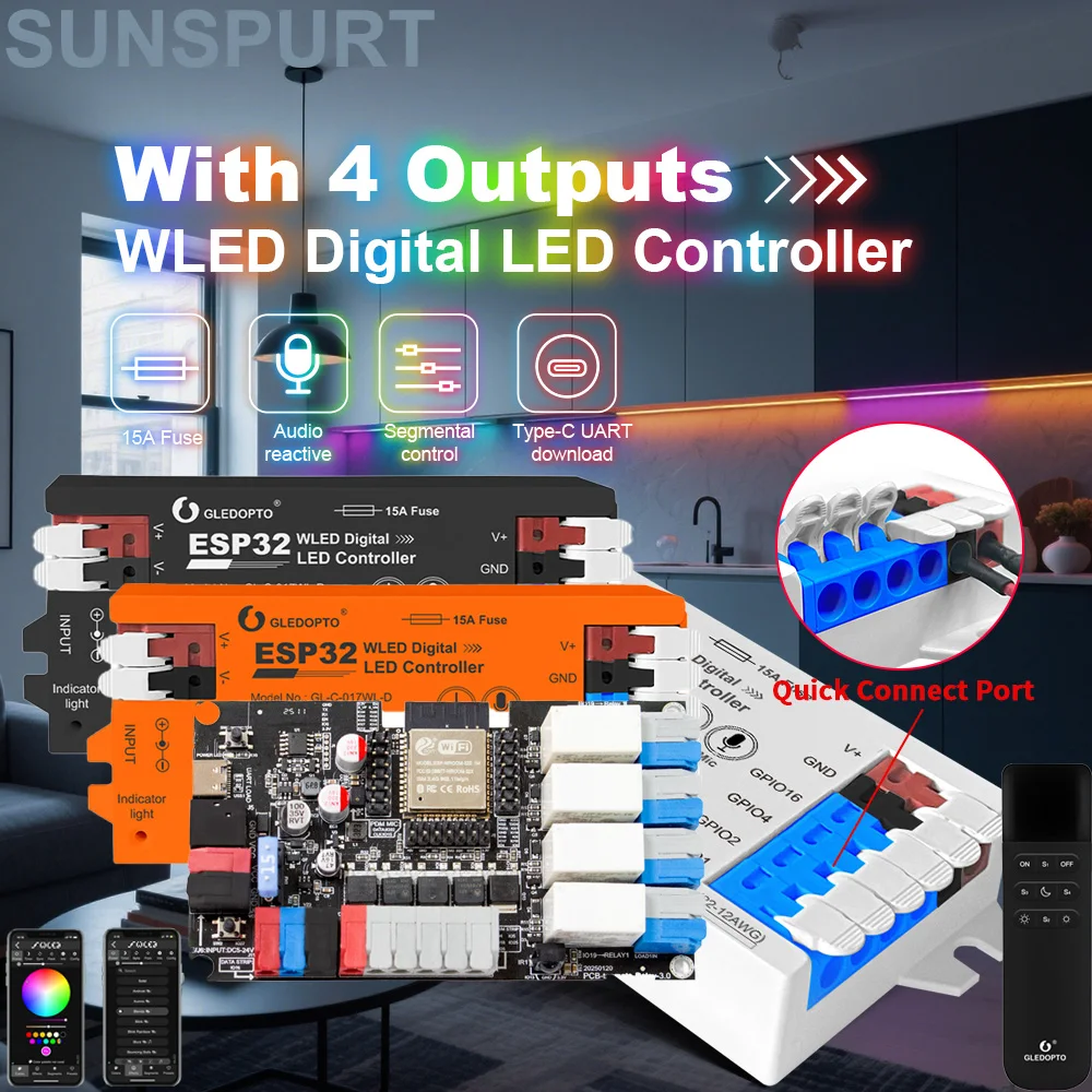 5ESP32 WLED Controller with Microphone Addressable PWM LED Controller for RGB RGBWC Light Strip WS2812B SK6812 TM1814 WS2811/3/5
5ESP32 WLED Controller with Microphone Addressable PWM LED Controller for RGB RGBWC Light Strip WS2812B SK6812 TM1814 WS2811/3/5
