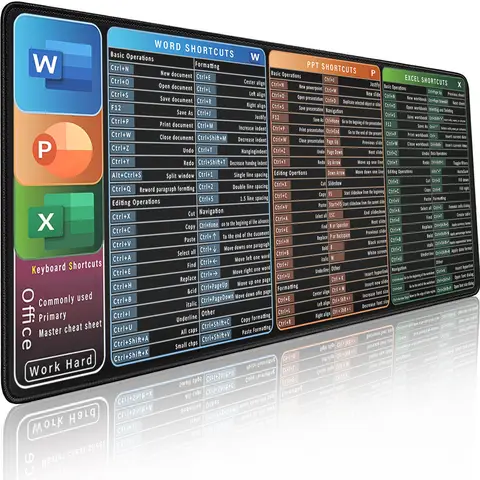 Excel/Word/Power Point/PPT Cheat Sheet Spanish, Russian, English Mouse Pad Gaming MousePad Large Mouse Pad Carpet PC Desk Mat