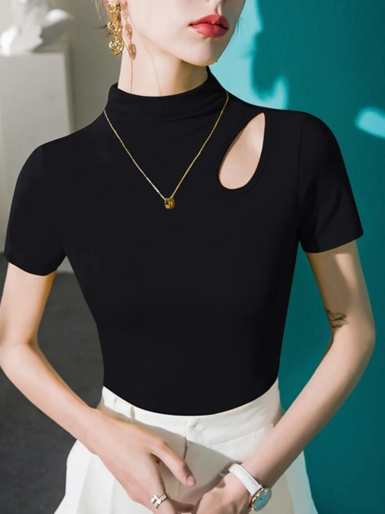 Modal Short T-Shirt For Women, Slim Fit Hollow Out 2025 Summer New Item, Stand Up Collar Half Sleeved Top, Base Shirt
Modal Short T-Shirt For Women, Slim Fit Hollow Out 2025 Summer New Item, Stand Up Collar Half Sleeved Top, Base Shirt