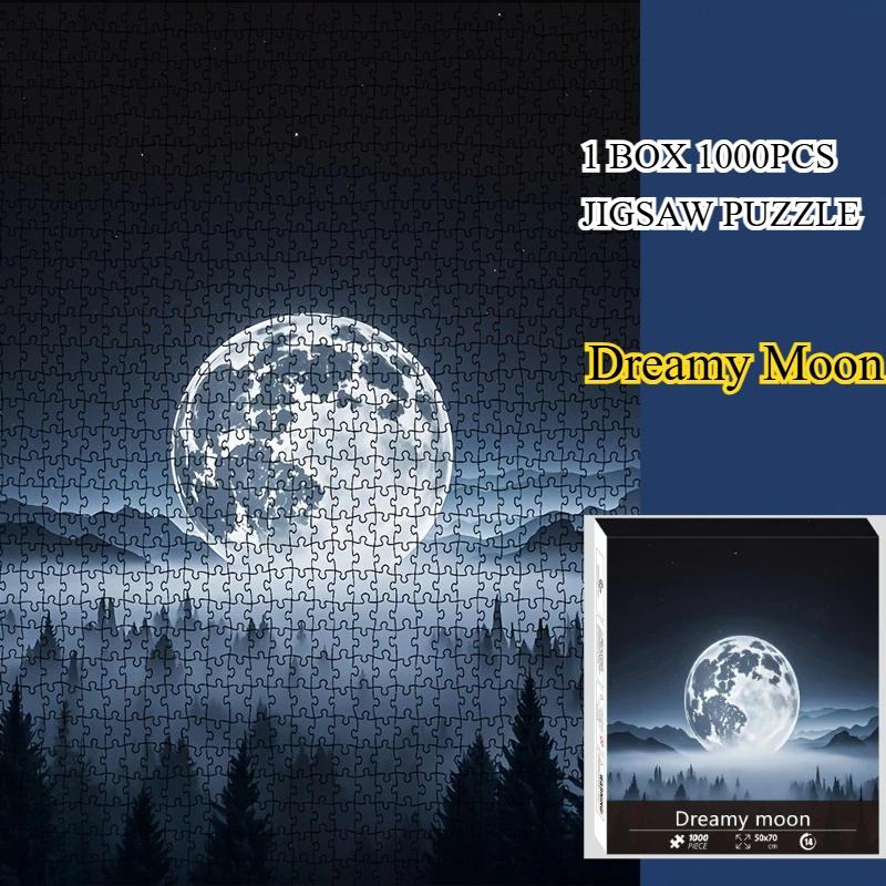 White Cardboard Jigsaw for Adults 1 Box 1000-Piece Dreamy Moon Jigsaw Puzzle - 70x50cm Night Sky Art, Moonlight Meditation
White Cardboard Jigsaw for Adults 1 Box 1000-Piece Dreamy Moon Jigsaw Puzzle - 70x50cm Night Sky Art, Moonlight Meditation