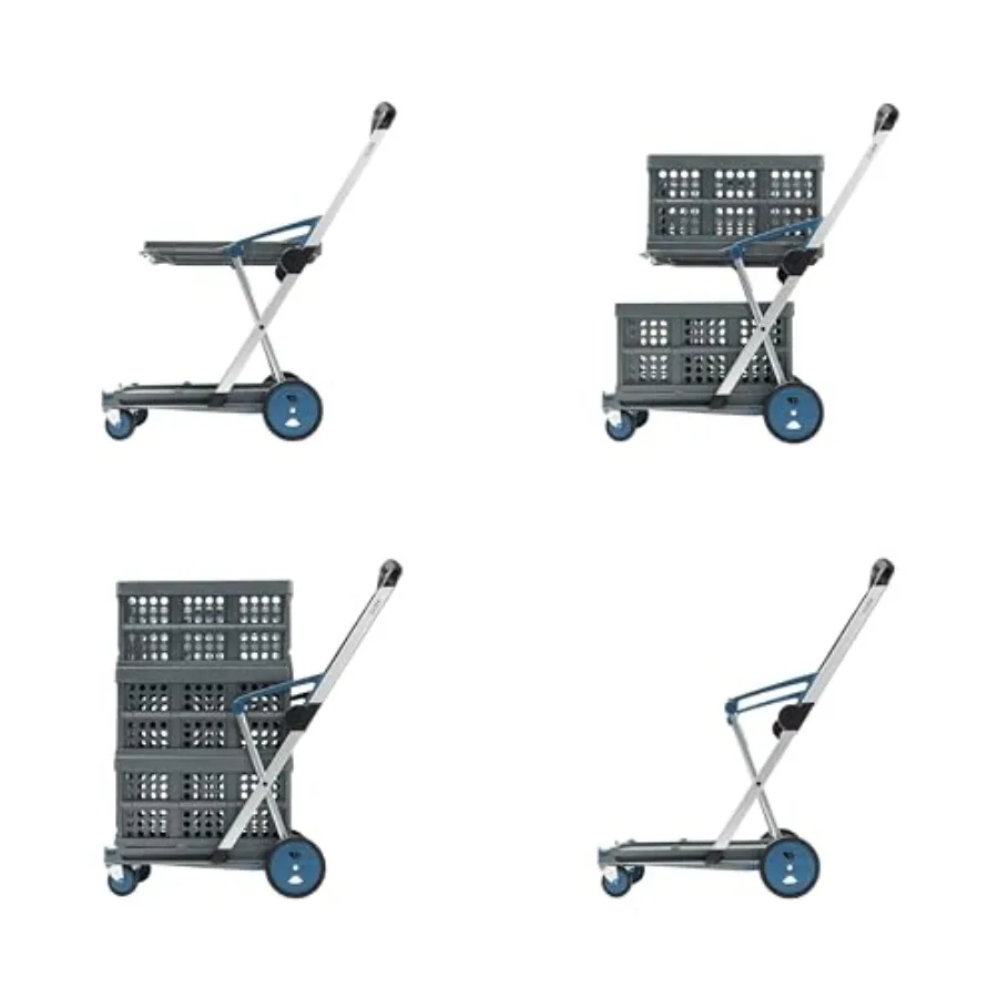 Multi-use functional collapsible cart for shopping and storage, made in Germany, blue polypropylene trolley with folding design
Multi-use functional collapsible cart for shopping and storage, made in Germany, blue polypropylene trolley with folding design