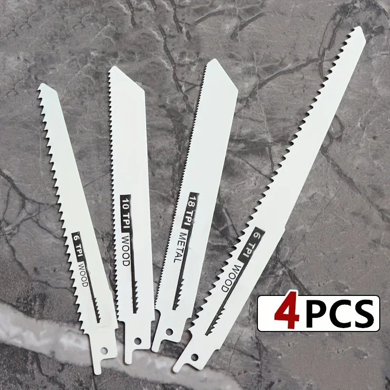 4pc Reciprocating Saw Blades Set - Wood/Metal Cutting - Coarse/Fine Teeth - High-Speed & Carbon Steel - Durable Precision Cuts
4pc Reciprocating Saw Blades Set - Wood/Metal Cutting - Coarse/Fine Teeth - High-Speed & Carbon Steel - Durable Precision Cuts