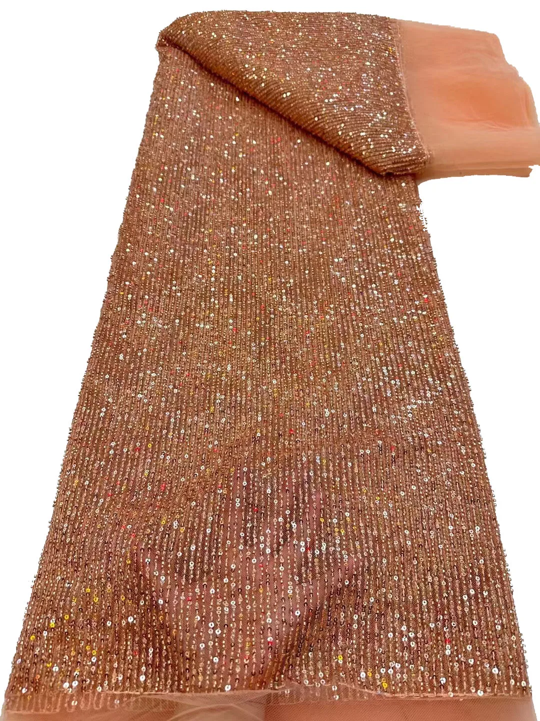 Delicate explosive striped sequin beaded lace, high-end luxury fashion stage performance dress fabric
Delicate explosive striped sequin beaded lace, high-end luxury fashion stage performance dress fabric