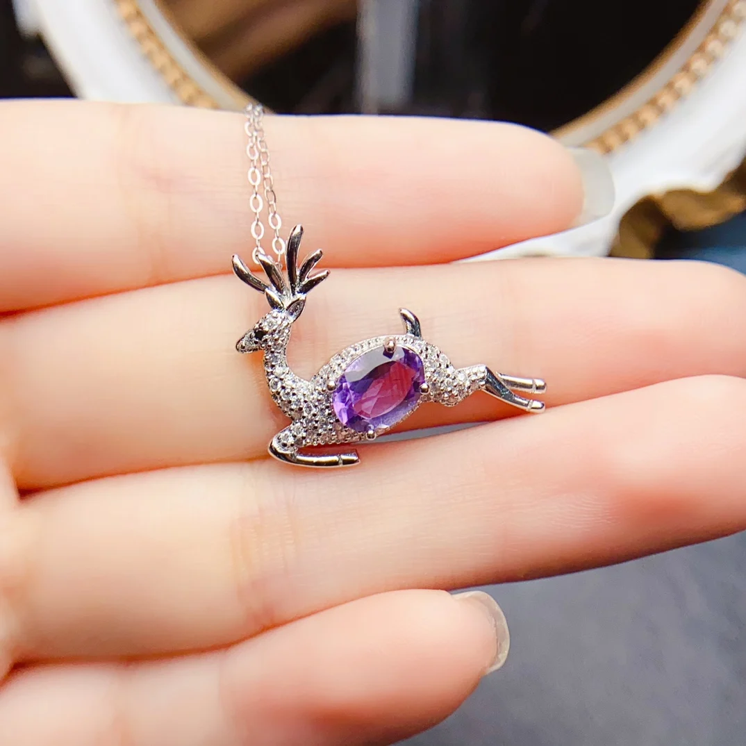FS 6*8mmNatural Amethyst Deerlet Pendant Necklace With Certificate S925 Solid Silver Fine Fashion Charm Jewelry for Women MeiBaP
FS 6*8mmNatural Amethyst Deerlet Pendant Necklace With Certificate S925 Solid Silver Fine Fashion Charm Jewelry for Women MeiBaP