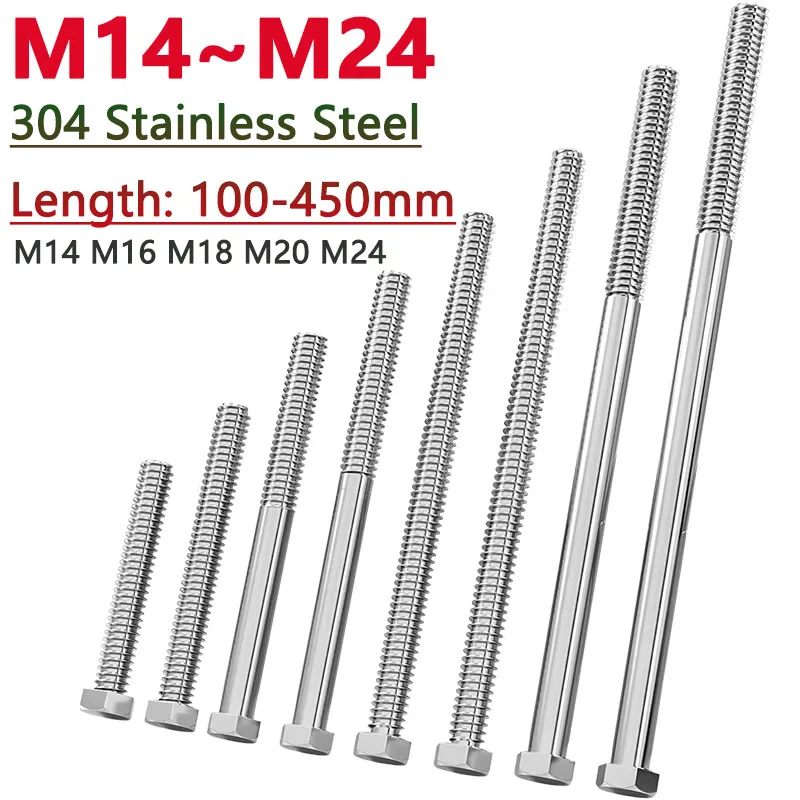 1pcs Ultra Long M14 M16 M18 M20 M24 304 Stainless Steel External Hex Screws Hexagon Head Bolt Length 100-450mm Full/Half Thread
1pcs Ultra Long M14 M16 M18 M20 M24 304 Stainless Steel External Hex Screws Hexagon Head Bolt Length 100-450mm Full/Half Thread