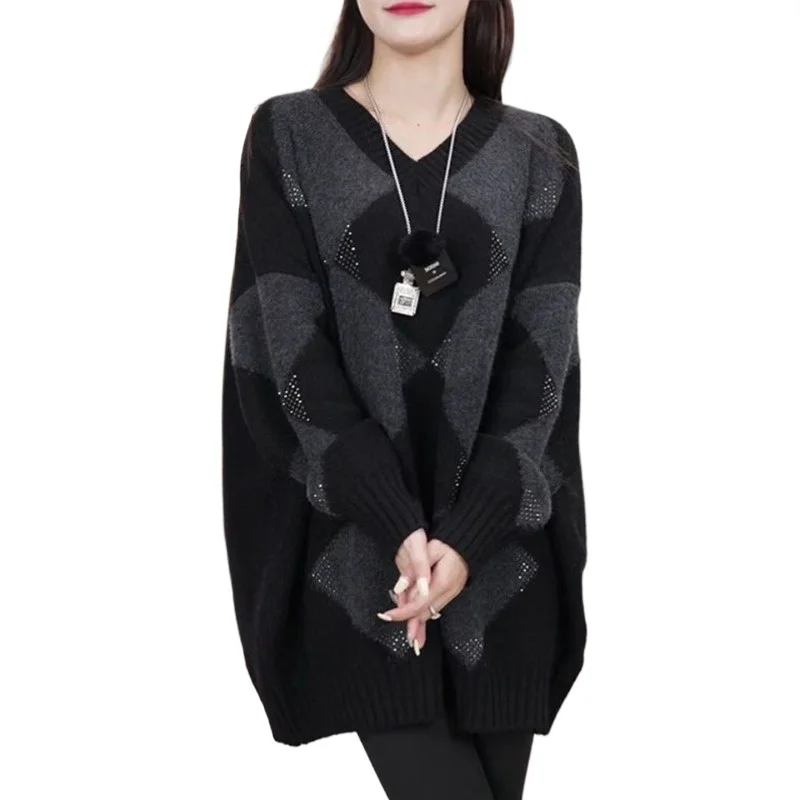 Senior Sense Light Luxury Nail Diamond Knitwear Women Autumn Winter New High-end Fashion Selfdom Loose Slimming Thick Sweater
Senior Sense Light Luxury Nail Diamond Knitwear Women Autumn Winter New High-end Fashion Selfdom Loose Slimming Thick Sweater