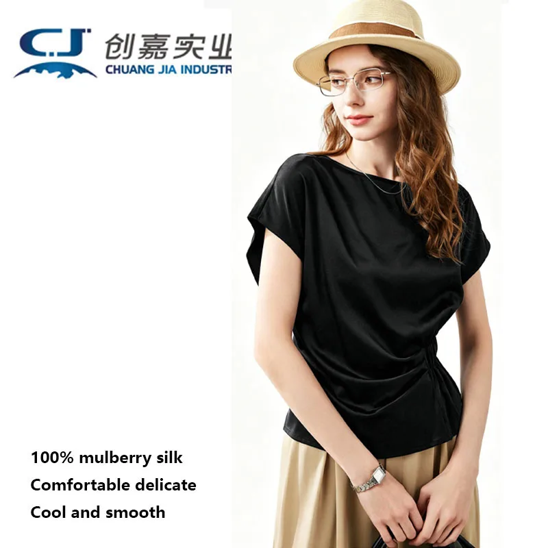 100% Silk Women's T-shirt Luxurious and Fashionable Women's Clothing for Spring and Summer Round Neck Top Smooth and Bright
100% Silk Women's T-shirt Luxurious and Fashionable Women's Clothing for Spring and Summer Round Neck Top Smooth and Bright