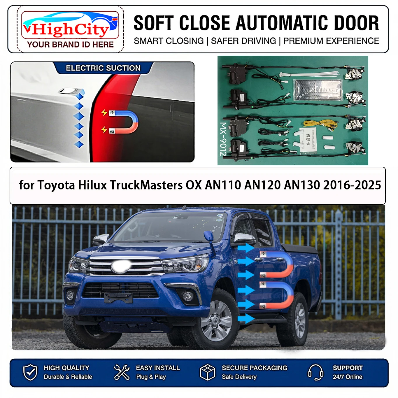 for Toyota Hilux TruckMasters OX AN110 AN120 AN130 OEM Electric Soft Close Suction Door Kit Anti Pinch Auto Cinch Latch No Slam
for Toyota Hilux TruckMasters OX AN110 AN120 AN130 OEM Electric Soft Close Suction Door Kit Anti Pinch Auto Cinch Latch No Slam