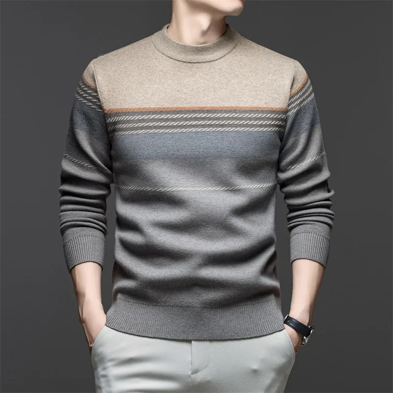 Зимний повседневный вязаный свитер в полоску со стойкой Midlife, мягкий полиэстер, длинный свежай, Busin, повседневный, новый дизайн, теплый
Зимний повседневный вязаный свитер в полоску со стойкой Midlife, мягкий полиэстер, длинный свежай, Busin, повседневный, новый дизайн, теплый