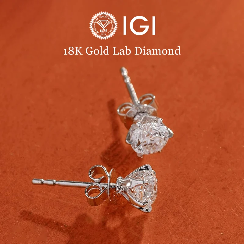 GEMMASTER 18K White Gold Lab Grown Diamond Ear Studs With IGI certificate Real 0.5ct 1ct Lab Dimond Earring Studs Unisex style
GEMMASTER 18K White Gold Lab Grown Diamond Ear Studs With IGI certificate Real 0.5ct 1ct Lab Dimond Earring Studs Unisex style