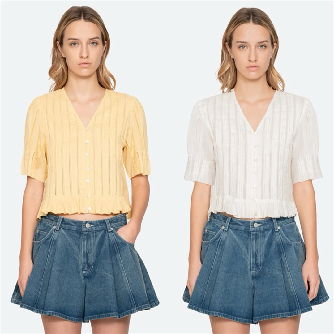 3-Color New York Se Short Shirt V-Neck Pleated 3D Tailoring Spring 2026 Women's French Style Cotton Bubble Sleeve Breathable
3-Color New York Se Short Shirt V-Neck Pleated 3D Tailoring Spring 2026 Women's French Style Cotton Bubble Sleeve Breathable