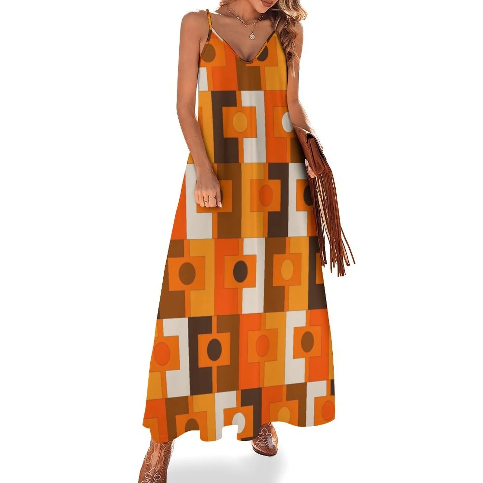 Retro Rektangel Geometric Mod Pattern in Vintage 70s Brown Orange Sleeveless Dress womens clothing summer dress woman 2025 Dress
Retro Rektangel Geometric Mod Pattern in Vintage 70s Brown Orange Sleeveless Dress womens clothing summer dress woman 2025 Dress