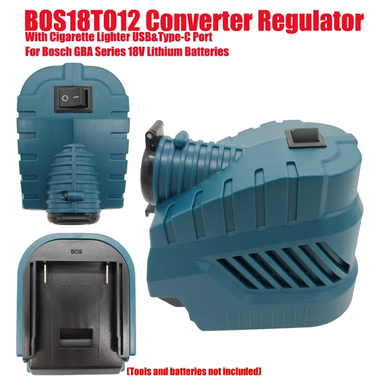 With Cigarette Lighter USB&Type-C Port BOS18TO12 DC 12V Converter Adapter Regulator for Bosch GBA Series 18V Lithium Batteries
With Cigarette Lighter USB&Type-C Port BOS18TO12 DC 12V Converter Adapter Regulator for Bosch GBA Series 18V Lithium Batteries