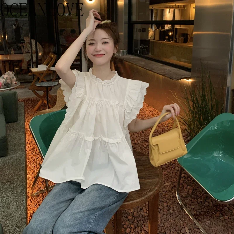 OCEANLOVE Ruffles Blouses Stand Collar Flying Sleeve Solid Sweet Loose Women Shirts Korean Fashion Spring Summer Blusas Mujer
OCEANLOVE Ruffles Blouses Stand Collar Flying Sleeve Solid Sweet Loose Women Shirts Korean Fashion Spring Summer Blusas Mujer