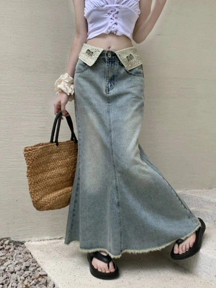 Diamond Long Denim Skirt Y2k Classic All-Match Vitality Casual Tight Sexy Women Irregular Fishtail Skirt Girl Cool
Diamond Long Denim Skirt Y2k Classic All-Match Vitality Casual Tight Sexy Women Irregular Fishtail Skirt Girl Cool