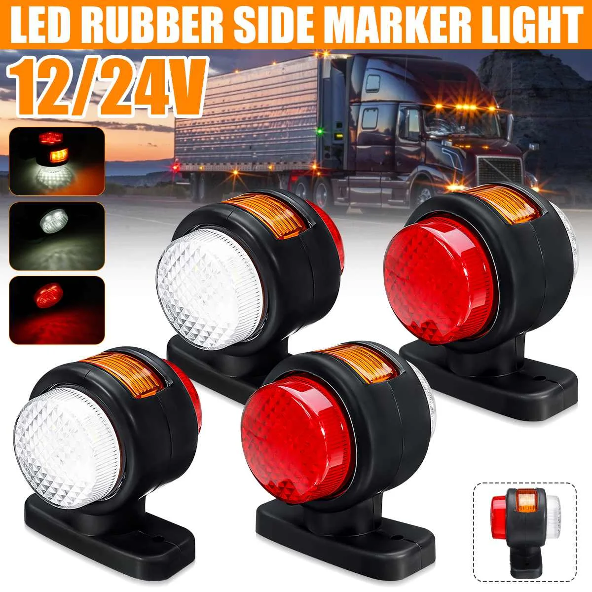 4PCS 12V Car Truck LED Dual Side Marker Light Integrated Indicator Lamps For Trailer Lorry RV Bus Caravan
4PCS 12V Car Truck LED Dual Side Marker Light Integrated Indicator Lamps For Trailer Lorry RV Bus Caravan