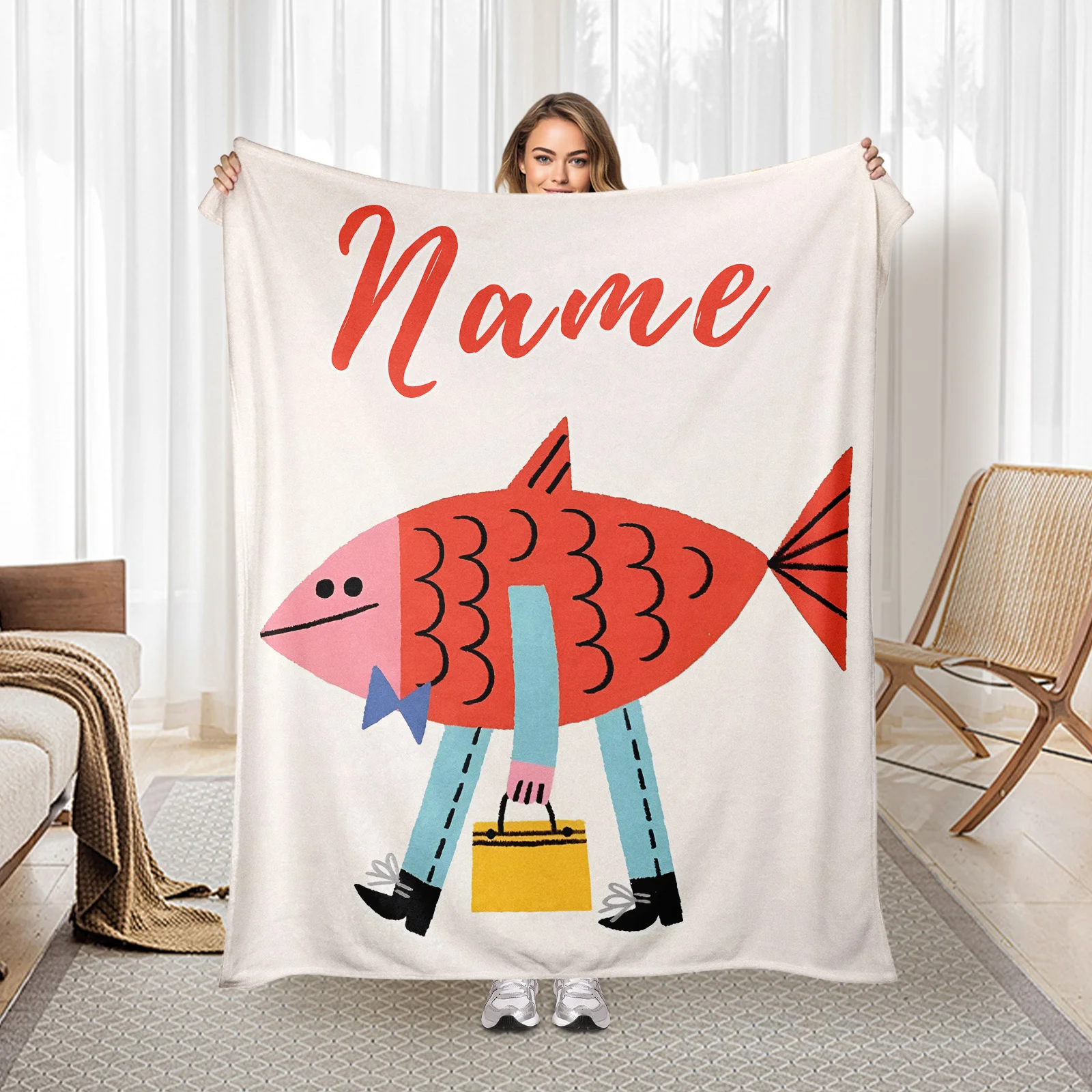 Custom Name Blanket Featuring Whimsical Fish Illustration Creative Gift Idea For Unique Personalized Keepsake
Custom Name Blanket Featuring Whimsical Fish Illustration Creative Gift Idea For Unique Personalized Keepsake